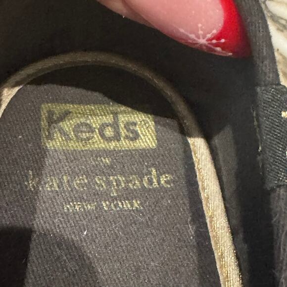 Keds x Kate Spade Double Decker Quilted Black Velvet Gold Stud Slip-On Sneakers9 - Picture 7 of 12